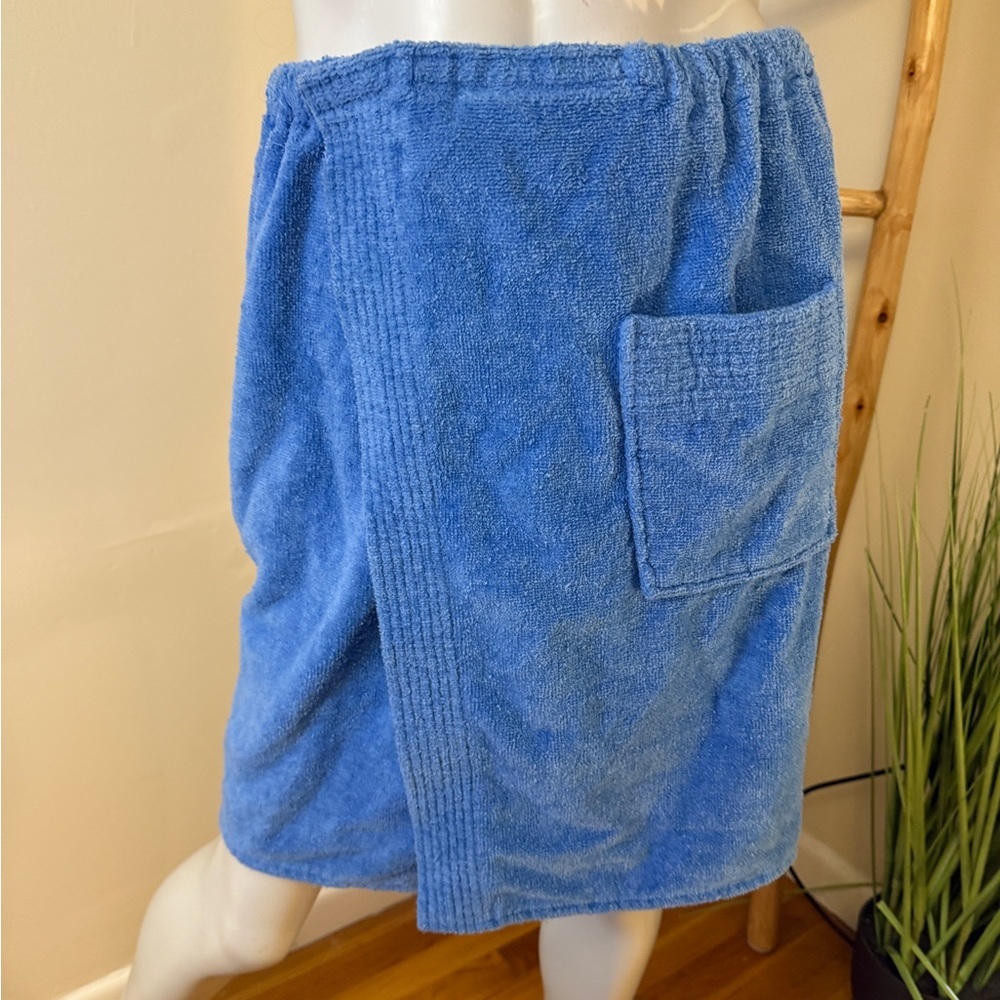 Sea Island VINTAGE 100% Cotton Mens Shower Wrap Blue